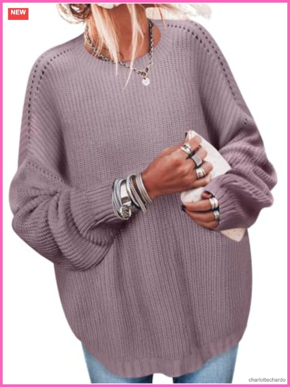 Women's Oversized Knit Ribbed Pullover Sweater Tunic Long Sleeve Plus Size